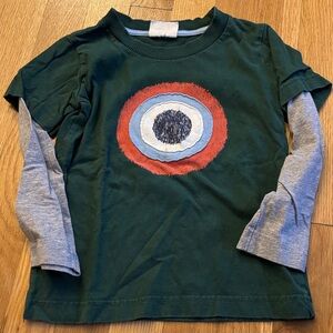 Mini Boden Green and Gray Long Sleeve Tee with Target Design